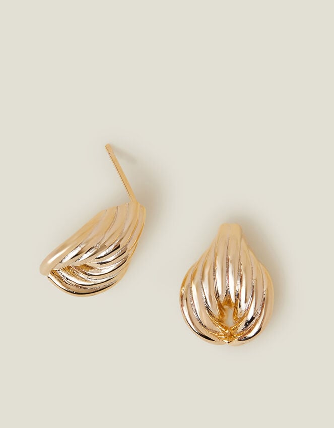 accessorize 14ct Gold-Plated Rib Tapered Stud Earrings