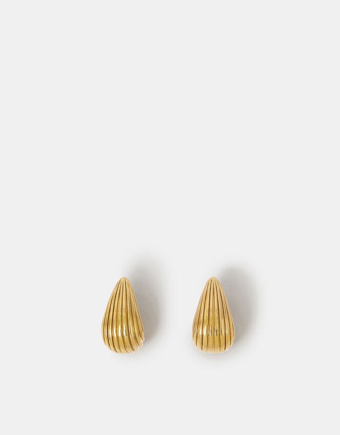Accessorize 14ct Gold-Plated Ribbed Curve Drop Earrings