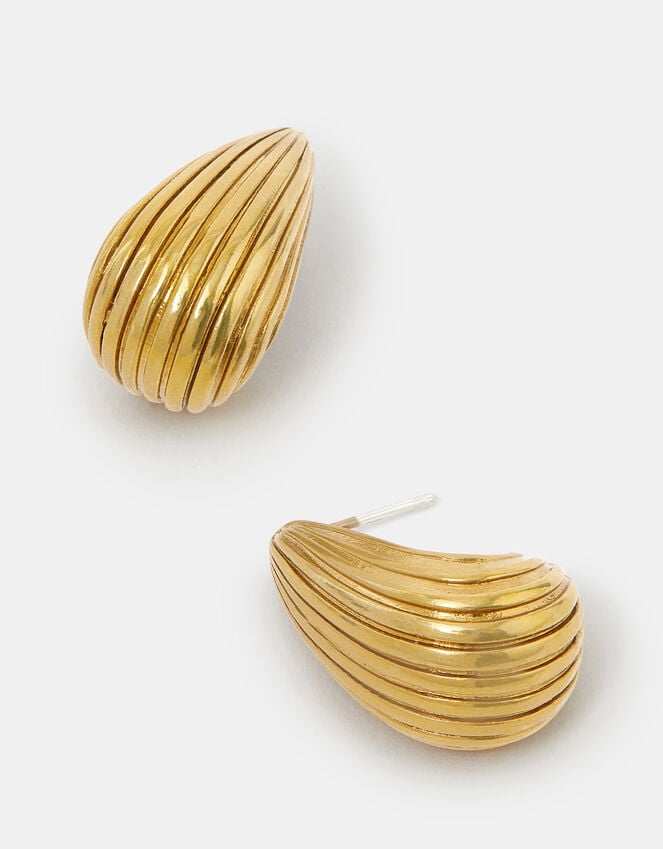 accessorize 14ct Gold-Plated Ribbed Curve Drop Earrings