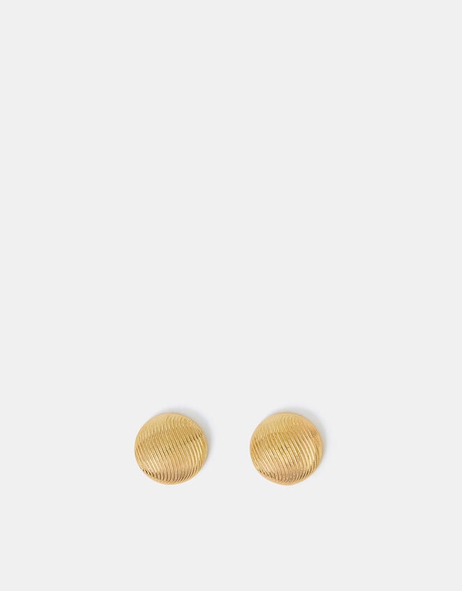 Accessorize 14ct Gold-Plated Ridge Button Stud Earrings
