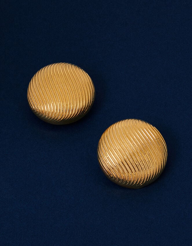 Accessorize 14ct Gold-Plated Ridge Button Stud Earrings