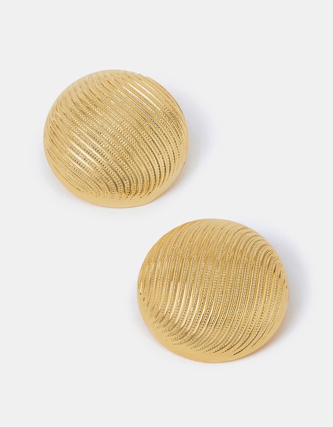 accessorize 14ct Gold-Plated Ridge Button Stud Earrings