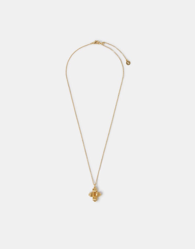 Accessorize 14ct Gold-Plated Ridge Cross Pendant Necklace