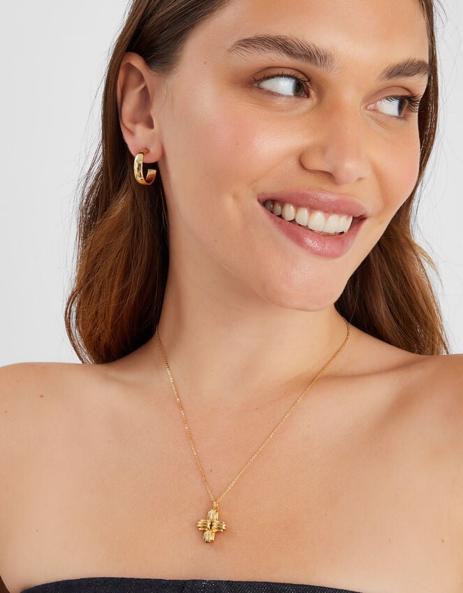 Accessorize 14ct Gold-Plated Ridge Cross Pendant Necklace