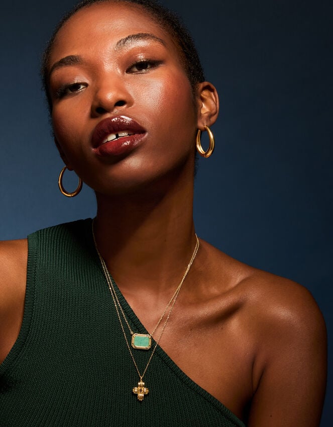 Accessorize 14ct Gold-Plated Ridge Cross Pendant Necklace