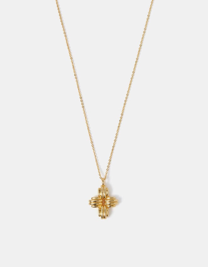 accessorize 14ct Gold-Plated Ridge Cross Pendant Necklace