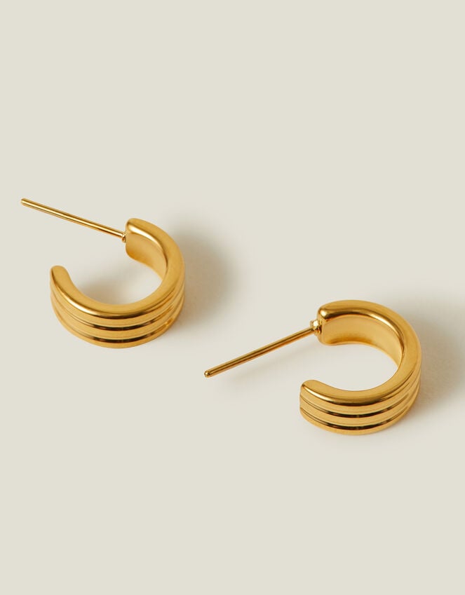 Accessorize 14ct Gold-Plated Ridge Huggie Hoop Earrings