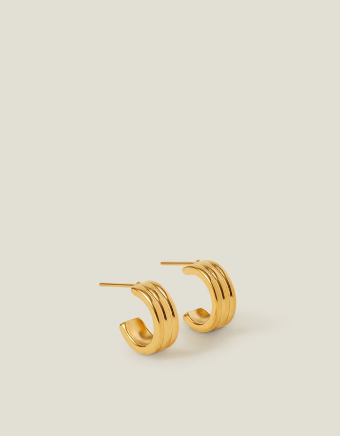 Accessorize 14ct Gold-Plated Ridge Huggie Hoop Earrings