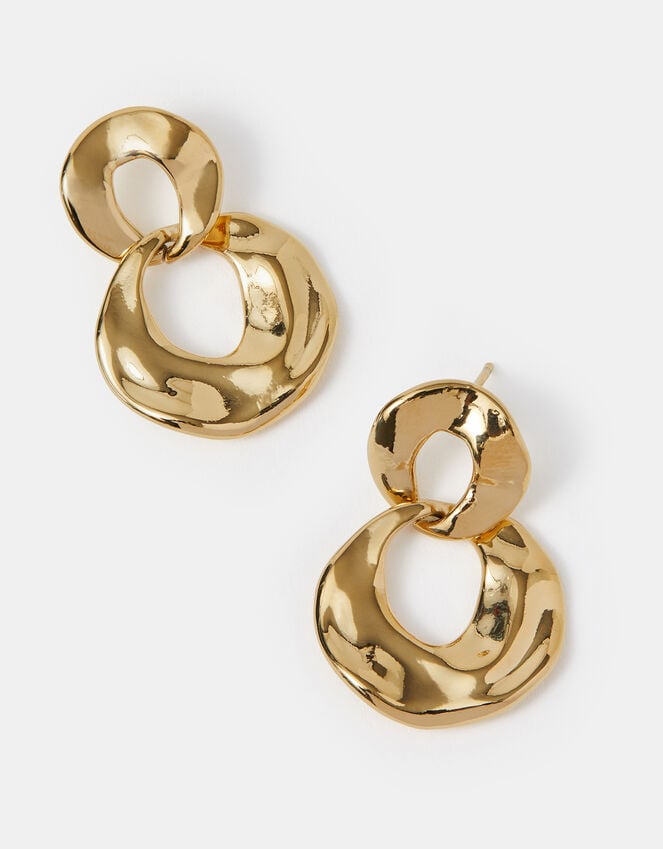 accessorize 14ct Gold-Plated Round Link Drop Earrings