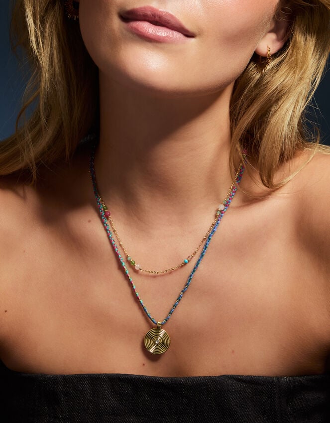 Accessorize 14ct Gold-Plated Semi-Precious Bead Station Necklace