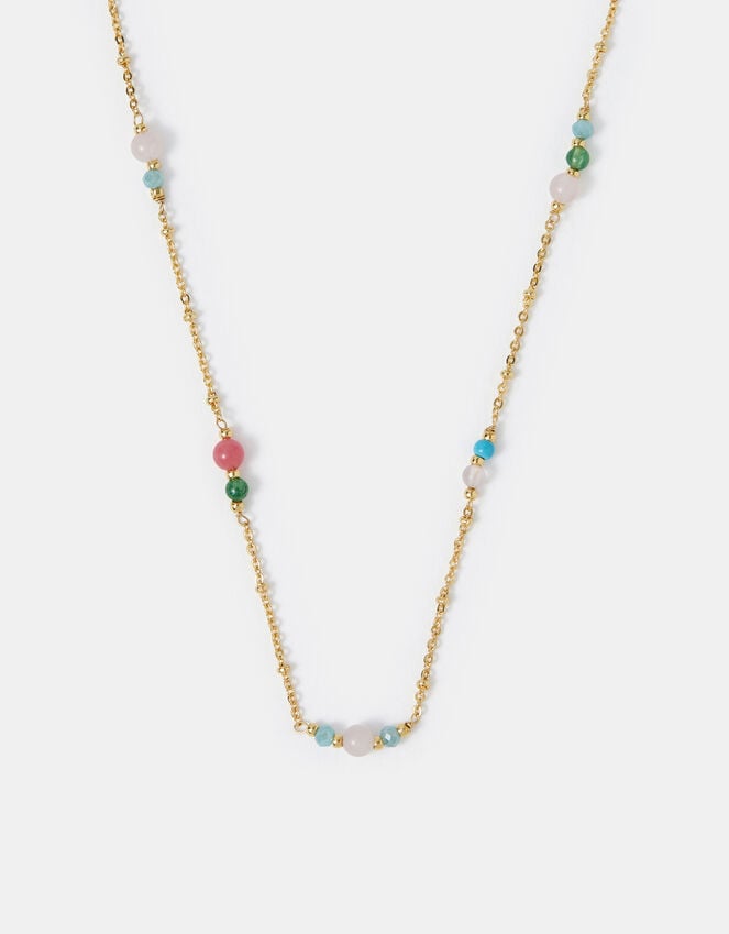 accessorize 14ct Gold-Plated Semi-Precious Bead Station Necklace