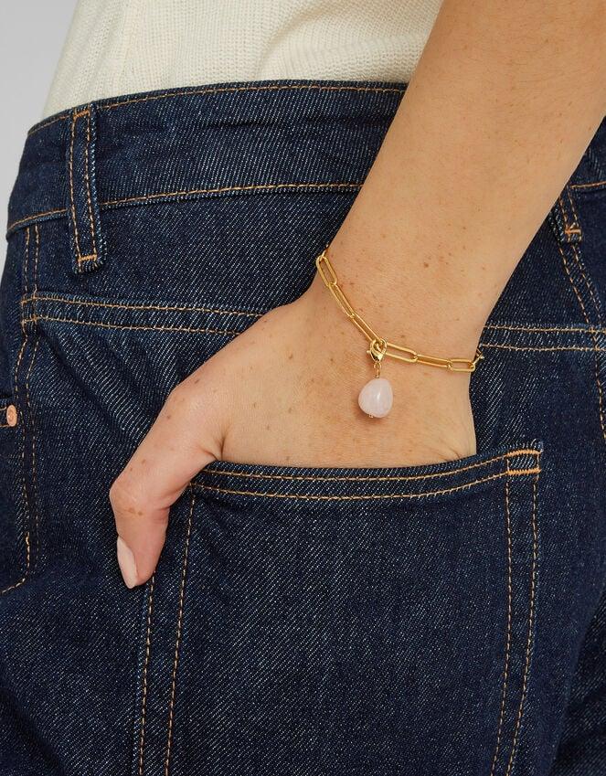 accessorize 14ct Gold-Plated Semi Precious Stone Charm Pink