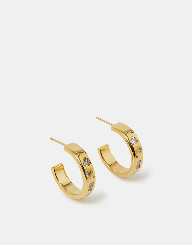 Accessorize 14ct Gold-Plated Sparkle Chunky Hoop Earrings
