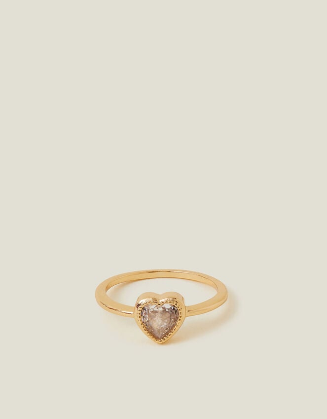 Accessorize 14ct Gold-Plated Sparkle Heart Ring Gold