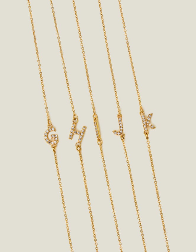 Accessorize 14ct Gold-Plated Sparkle Initial Bracelet Gold