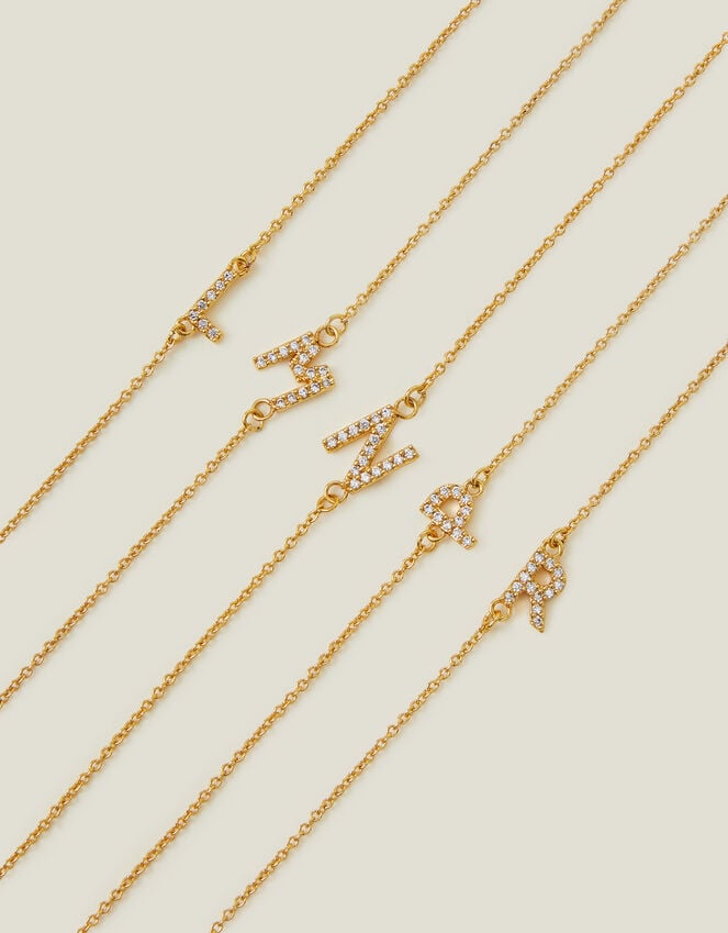 Accessorize 14ct Gold-Plated Sparkle Initial Bracelet Gold