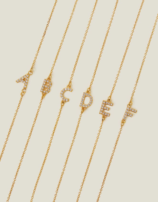 accessorize 14ct Gold-Plated Sparkle Initial Bracelet Gold