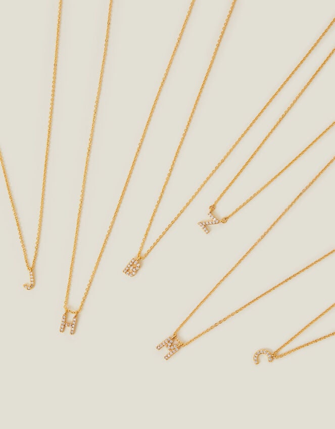 Accessorize 14ct Gold-Plated Sparkle Initial Necklace Gold