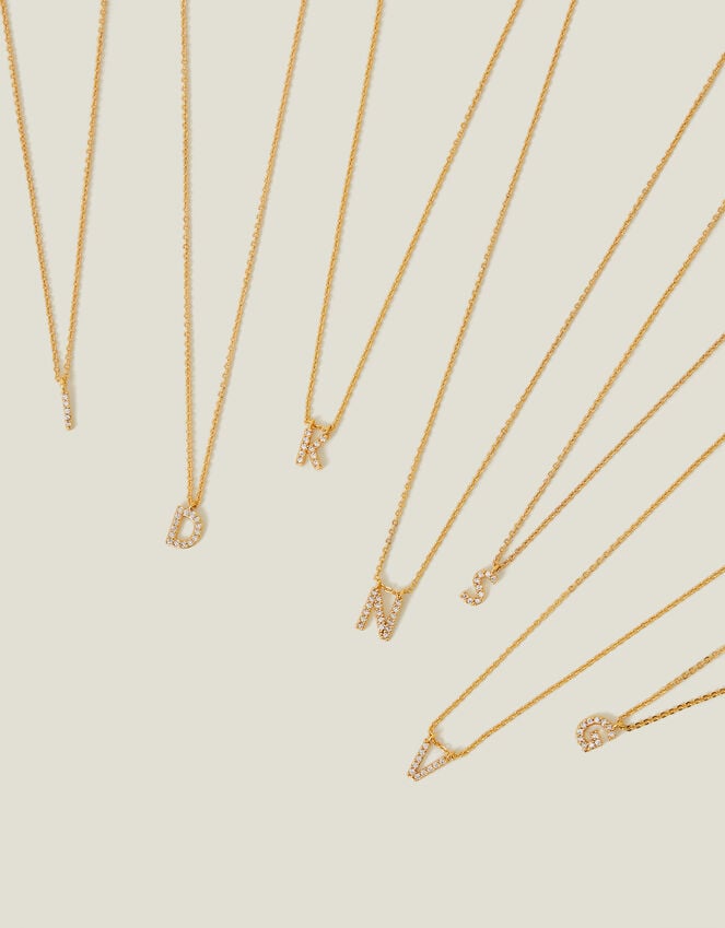 Accessorize 14ct Gold-Plated Sparkle Initial Necklace Gold