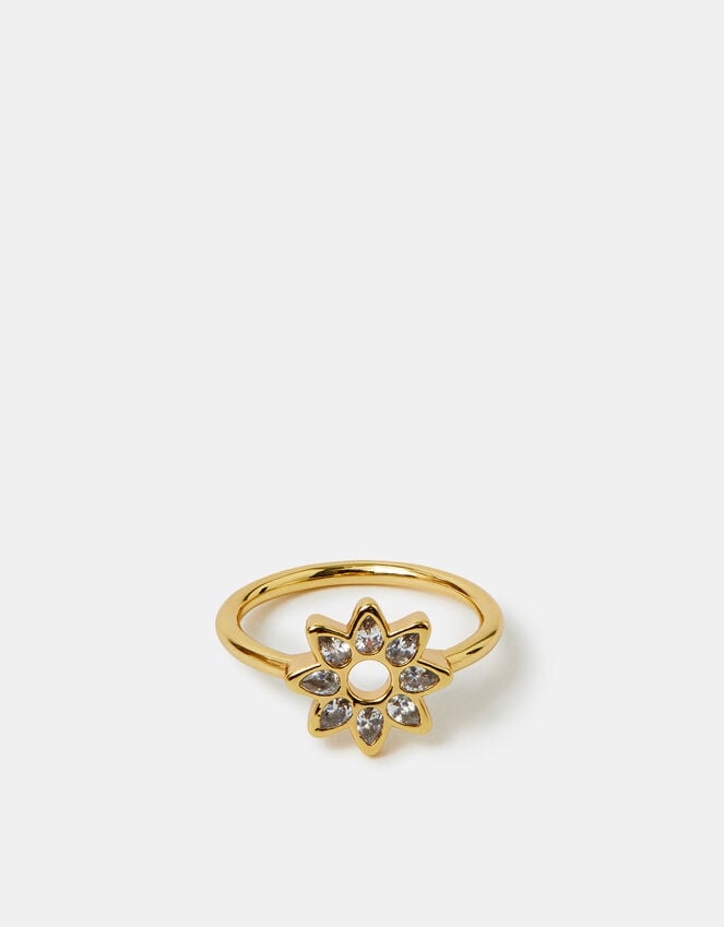 Accessorize 14ct Gold-Plated Sparkle Star Ring Gold