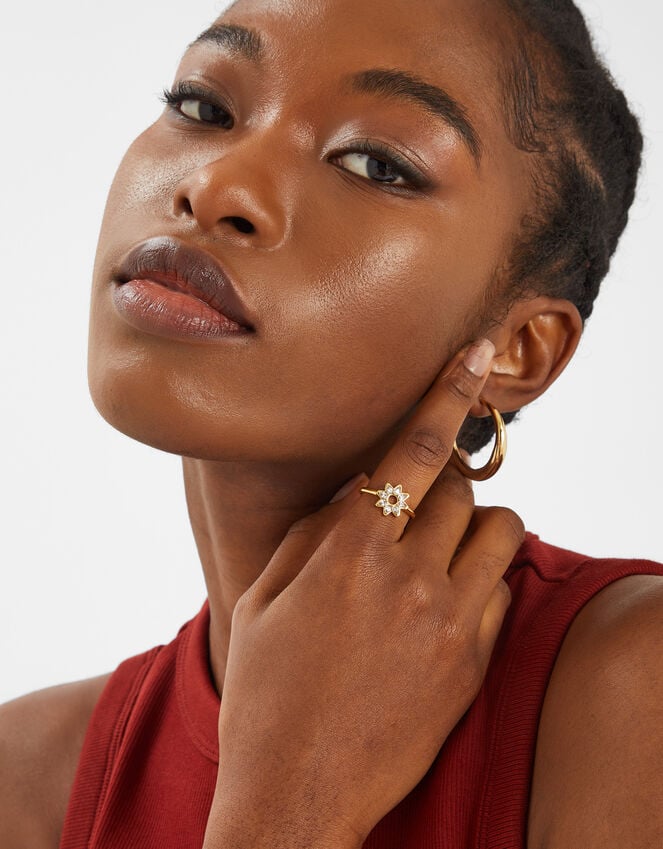 Accessorize 14ct Gold-Plated Sparkle Star Ring Gold