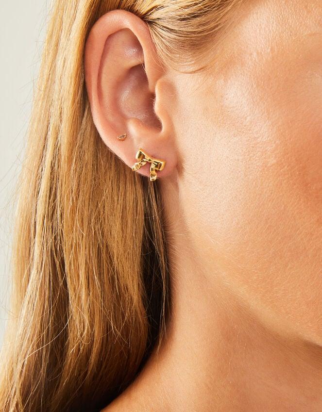 Accessorize 14ct Gold-Plated Stainless Steel Bow Earrings