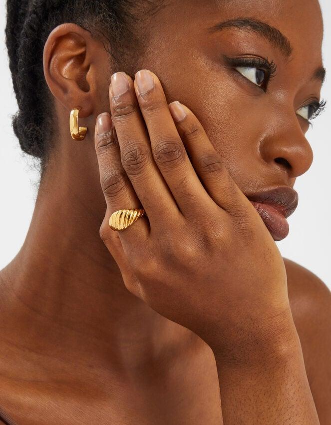 Accessorize 14ct Gold-Plated Stainless Steel Croissant Ring Gold