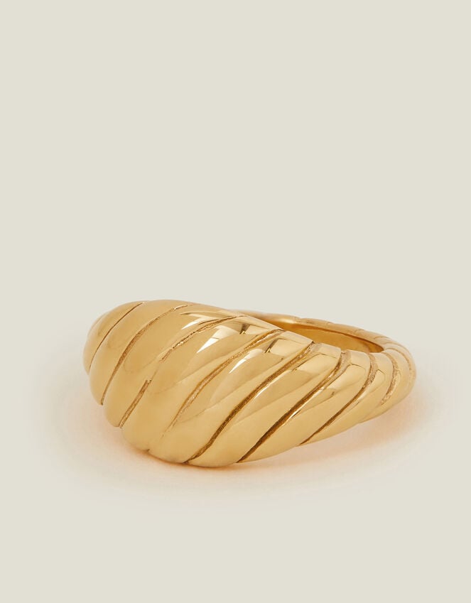 accessorize 14ct Gold-Plated Stainless Steel Croissant Ring Gold