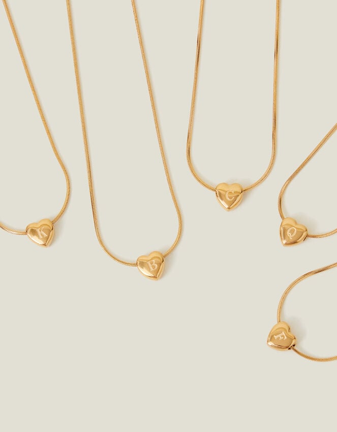 Accessorize 14ct Gold-Plated Stainless Steel Initial Heart Necklace Gold
