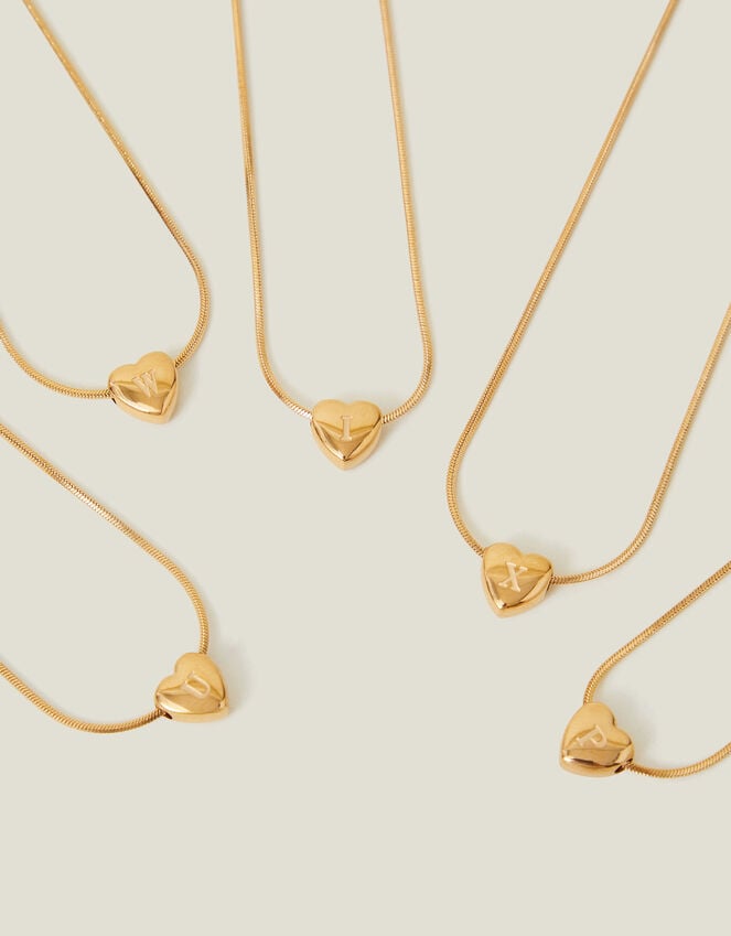 Accessorize 14ct Gold-Plated Stainless Steel Initial Heart Necklace Gold