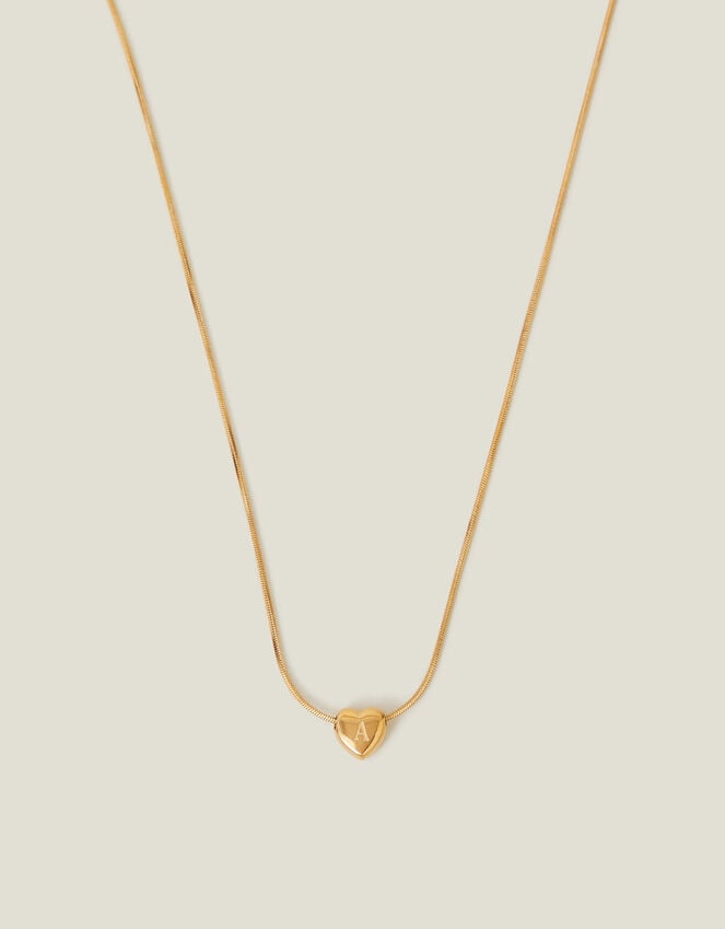 accessorize 14ct Gold-Plated Stainless Steel Initial Heart Necklace Gold