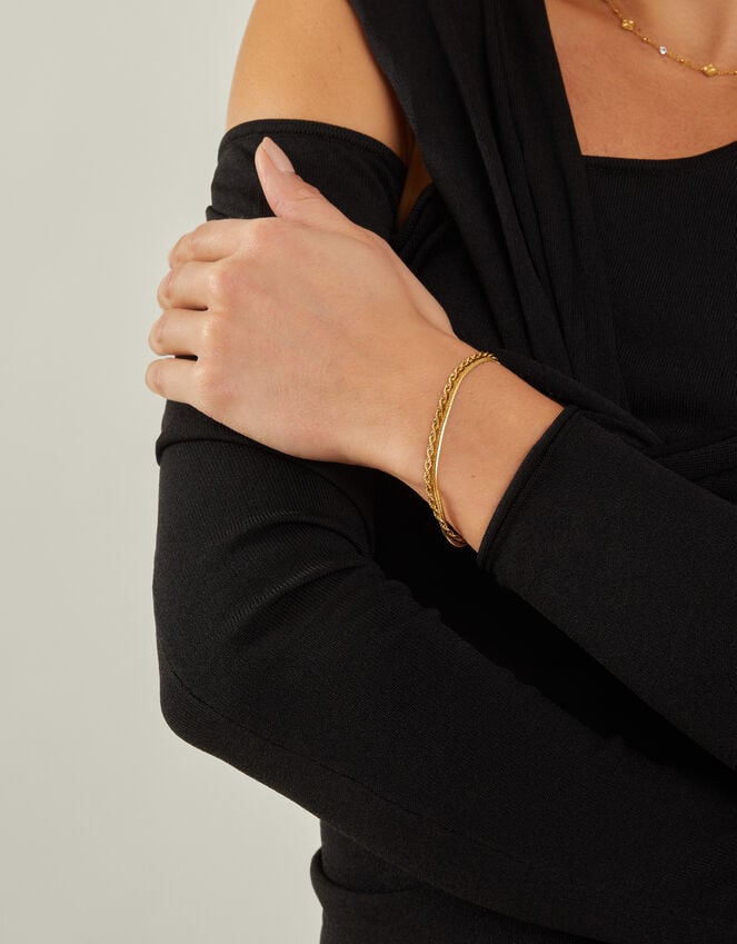 Accessorize 14ct Gold-Plated Stainless Steel Layered Twist Omega Bracelet