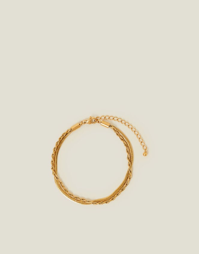 accessorize 14ct Gold-Plated Stainless Steel Layered Twist Omega Bracelet