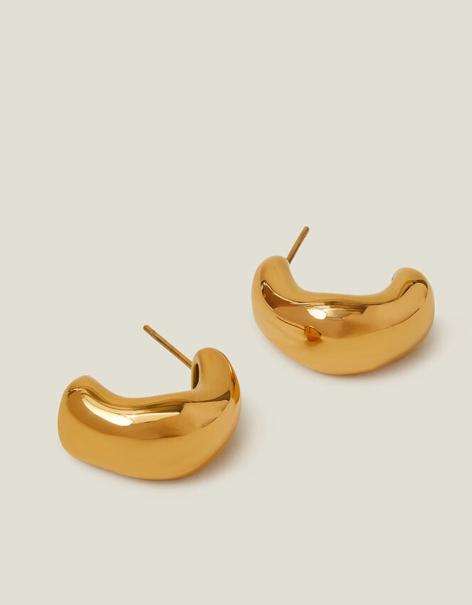 accessorize 14ct Gold-Plated Stainless Steel Molten Hoop Earrings