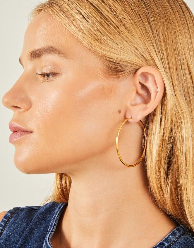 Accessorize 14ct Gold-Plated Stainless Steel Tube Hoops