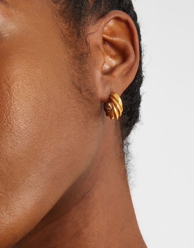 Accessorize 14ct Gold-Plated Stainless Steel Twist Hoop Earrings