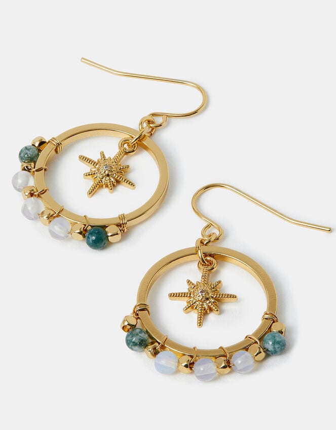 accessorize 14ct Gold-Plated Star Charm Hoop Earrings