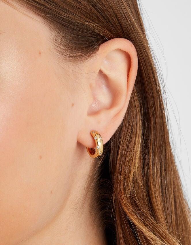 Accessorize 14ct Gold-Plated Star Diamanté Hoop Earrings
