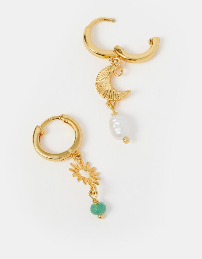 accessorize 14ct Gold-Plated Sun & Moon Drop Earrings
