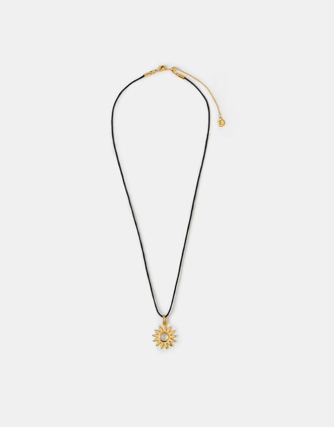 Accessorize 14ct Gold-Plated Sun Pendant Cord Necklace