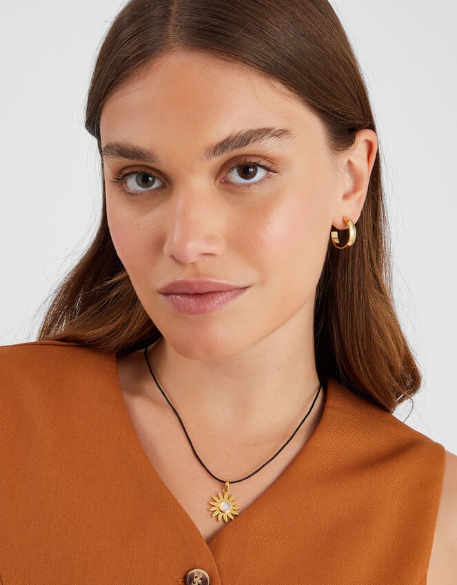 Accessorize 14ct Gold-Plated Sun Pendant Cord Necklace