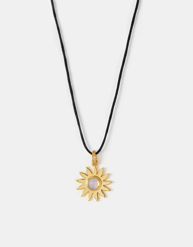 accessorize 14ct Gold-Plated Sun Pendant Cord Necklace