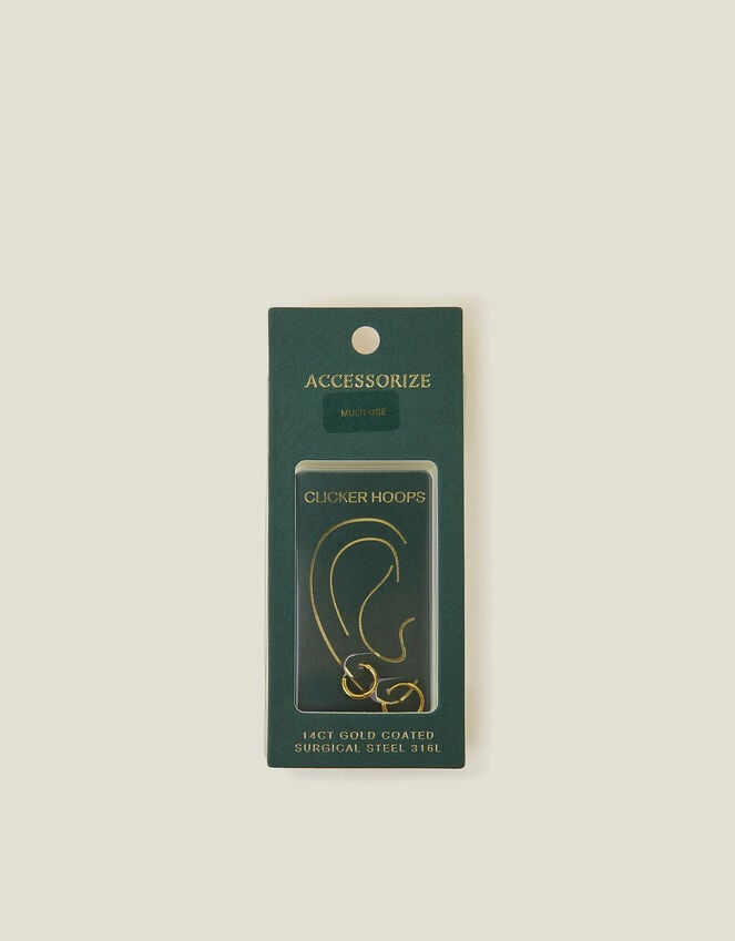 Accessorize 14ct Gold Plated Surgical Steel Clicker Hoops