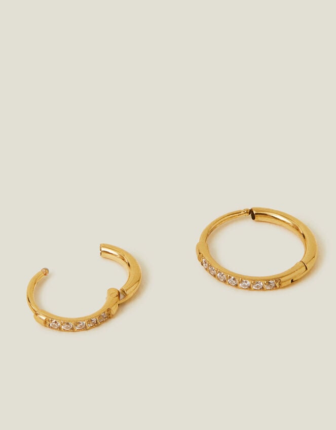 accessorize 14ct Gold Plated Surgical Steel Clicker Hoops