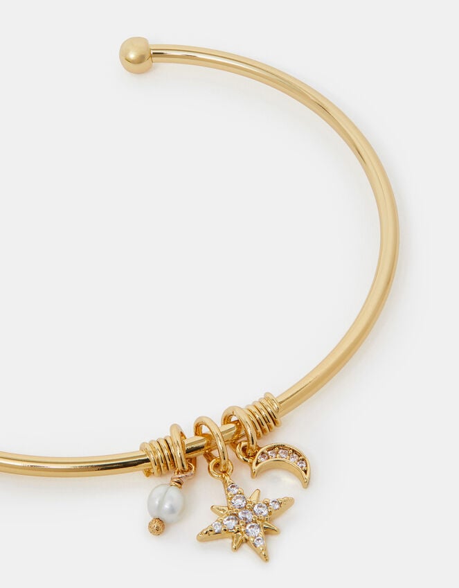 accessorize 14ct Gold-Plated Thin Charm Cuff Bracelet