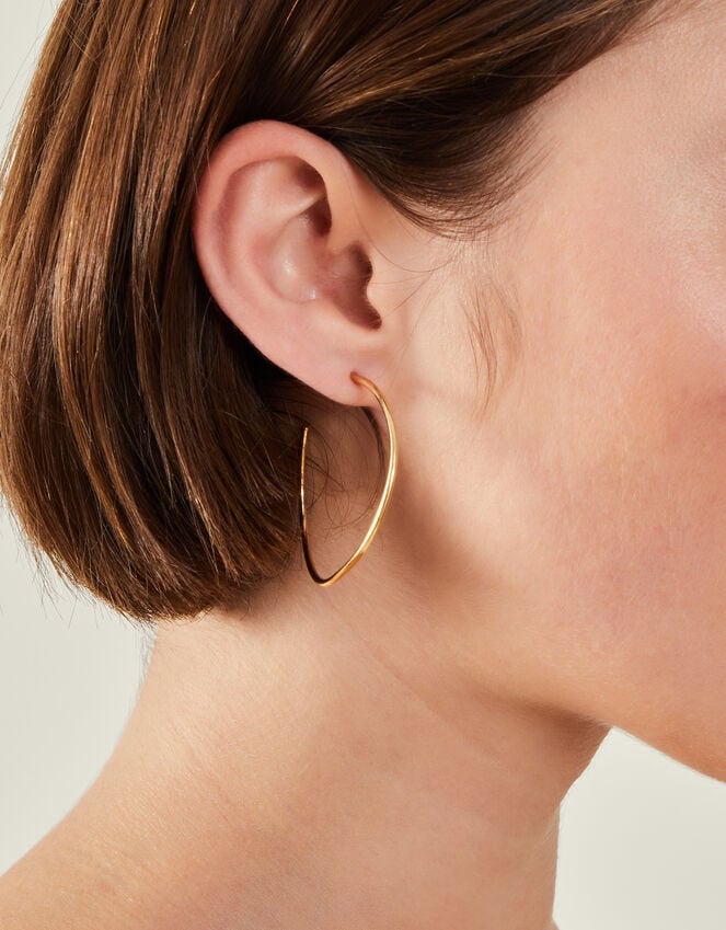 Accessorize 14ct Gold-Plated Thin Molten Hoop Earrings