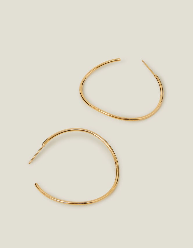 accessorize 14ct Gold-Plated Thin Molten Hoop Earrings