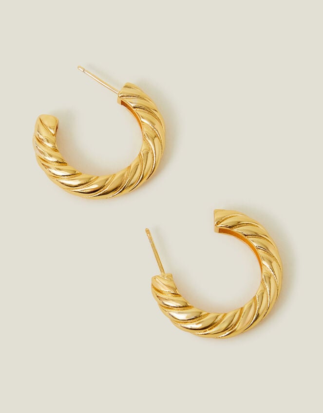 accessorize 14ct Gold-Plated Twist Chunky Hoop Earrings