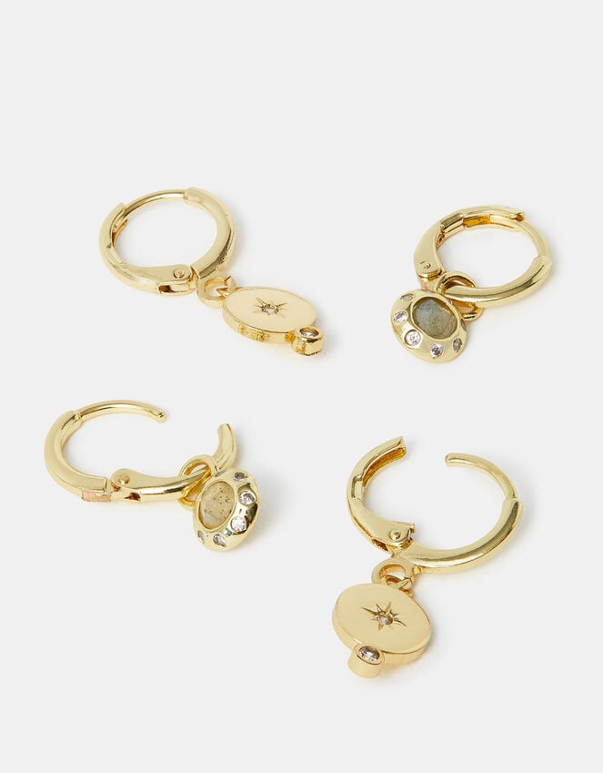 accessorize 2-Pack 14ct Gold-Plated Charm Huggie Hoop Earrings