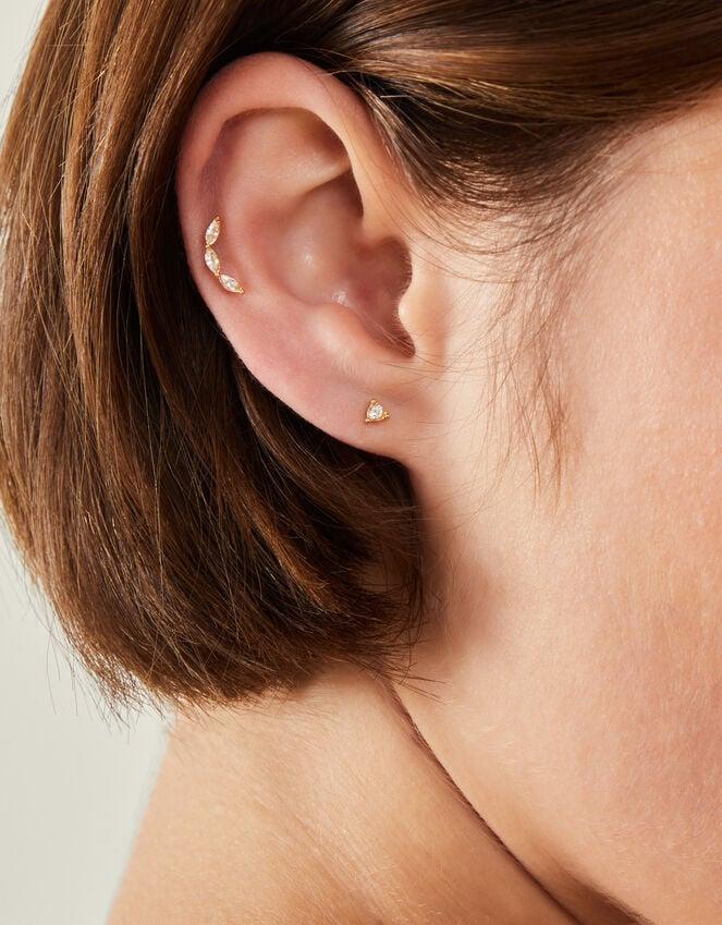 Accessorize 2-Pack 14ct Gold-Plated Diamante Flatback Stud Earrings